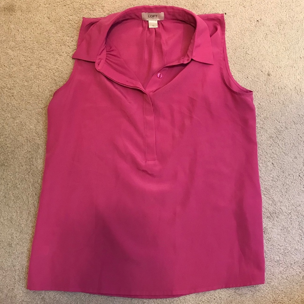 EUC Loft Factory Hot Pink Sleeveless Blouse